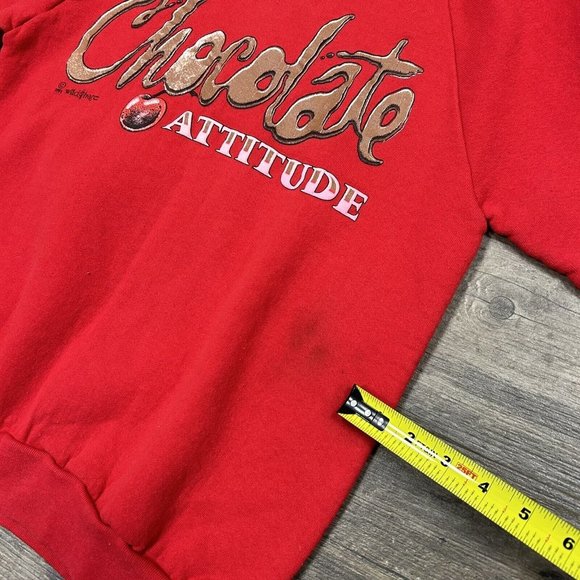 Vintage Chocolate Attitude Crewneck Sweatshirt Size Medium Made In USA 1991 - Picture 7 of 11